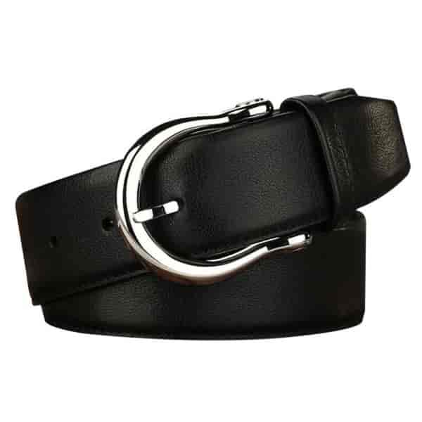 men's black leather belt
